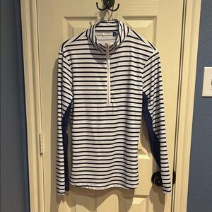 Cabana Life Navy and White Striped Top